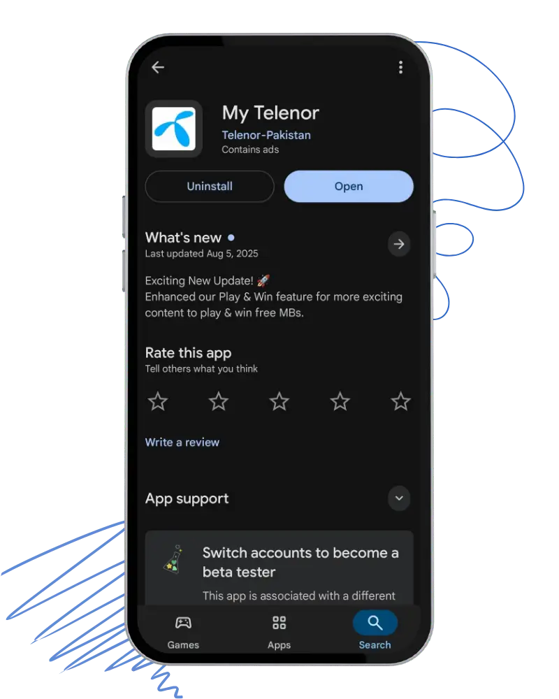 My Telenor app installed with latest update details – My Telenor Answer Today instructions